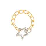 Pulseira Elos Mosquetão Estrela Isla Galerias Cor Dourado e Prata