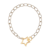 Choker Elos e Mosquetão Estrela Isla Galerias Cor Prata e Dourado