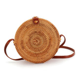 Bolsa de Palha Rattan Redonda Isla Galerias Artesanal Cor Natural com Fecho de Pressao