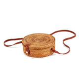 Bolsa de Palha Rattan Redonda Isla Galerias Artesanal Cor Natural com Fecho de Pressao