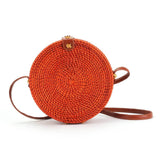 Bolsa de Palha Rattan Redonda Isla Galerias Artesanal Cor Vermelha