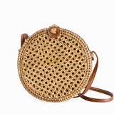 Bolsa de Palha Rattan Redonda Isla Galerias Artesanal Cor Natural Trançada